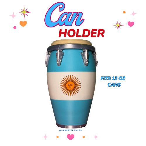 Argentina Flag Conga inspired 12oz Can Holder – 3D Printed – Caribbean Tumbler Style Can Holder Energy drink Holder
