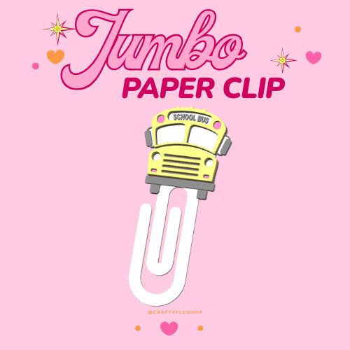 Teacher appreciation School Bus inspired 3D Printed jumbo paper clip/ bookmark Customized Stylish