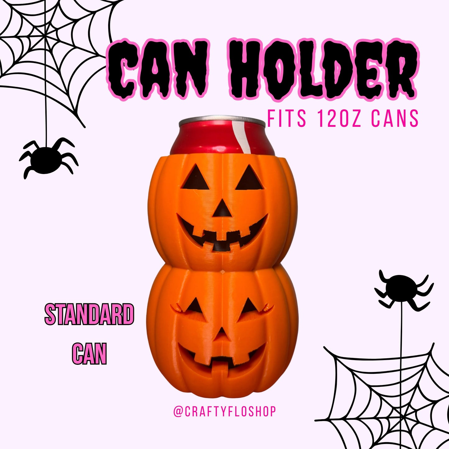 Jackolantern Pumpkin inspired 12oz Can Holder – 3D Printed – Spooky Season Can Holder Energy drink Holder