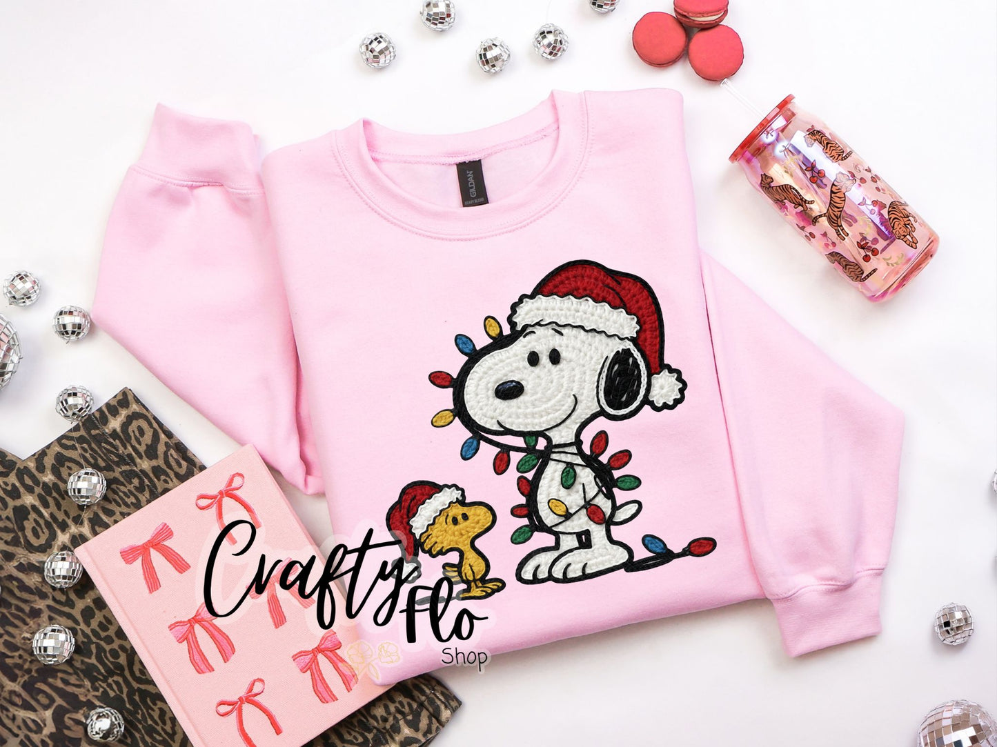 Faux Crochet Snoop & Bird christmas Sweatshirt - Unisex Fabric - Ideal for Holiday Fashion - True to Size Fit - Pullover Womenswear Garment