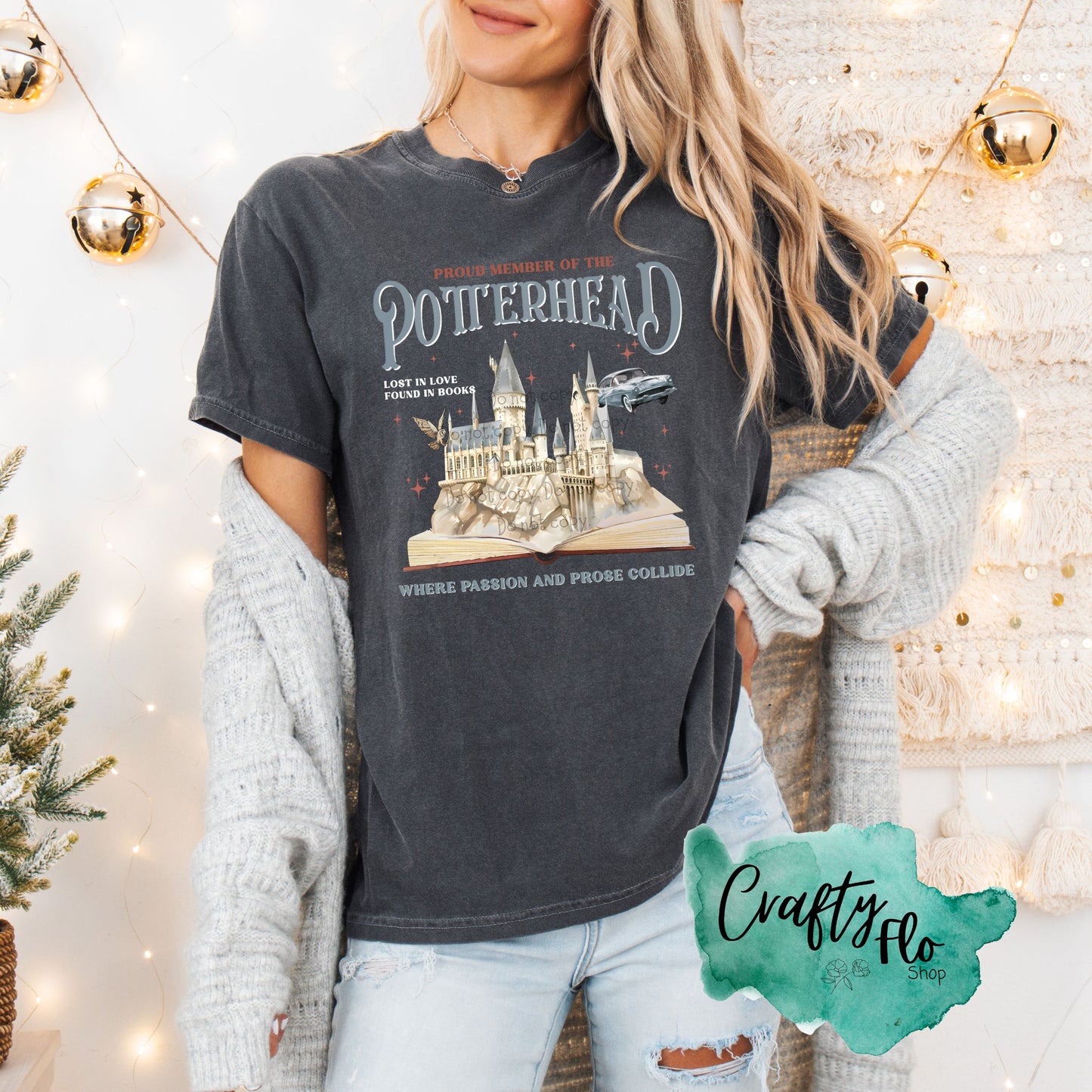 Potterhead inspired Comfort Colors T-shirt with front and back designs Casual Fabric