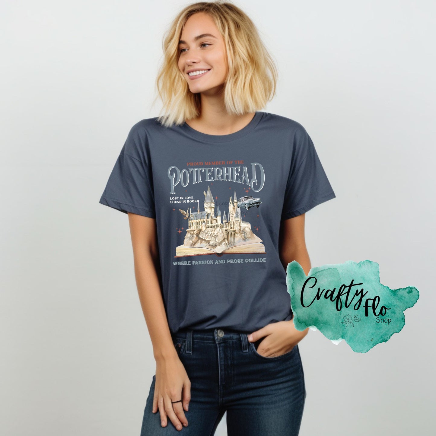 Potterhead inspired Comfort Colors T-shirt with front and back designs Casual Fabric
