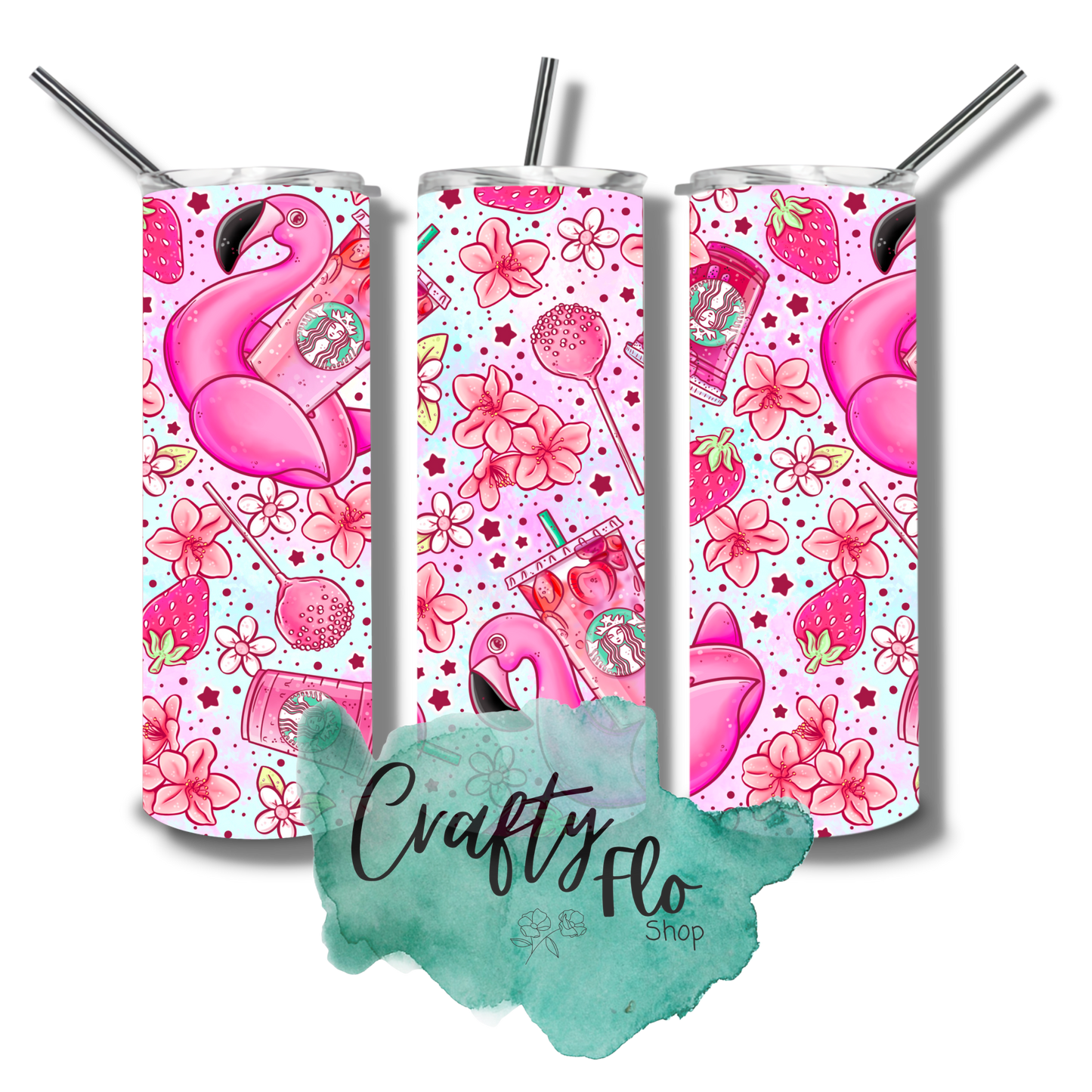 Personalizable favorite coffee house pink drinks inspired 20oz stainless steel tumbler with straw / add name at checkout