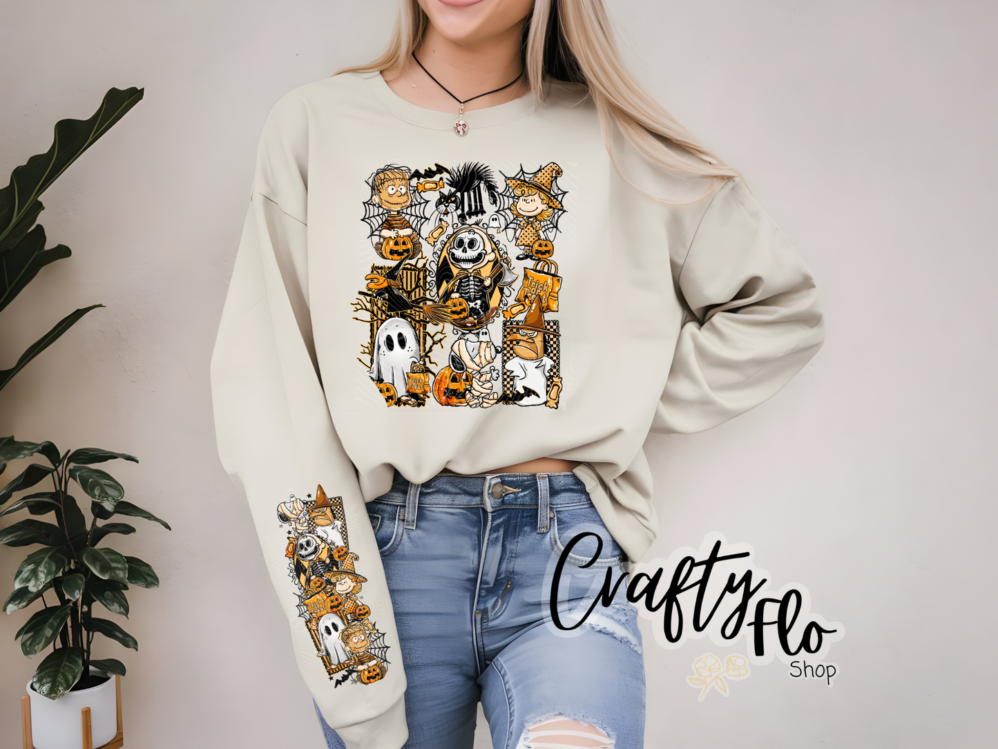 CB Halloween Sweatshirt with Sleeve design | Autumn sweatshirt| fall apparel