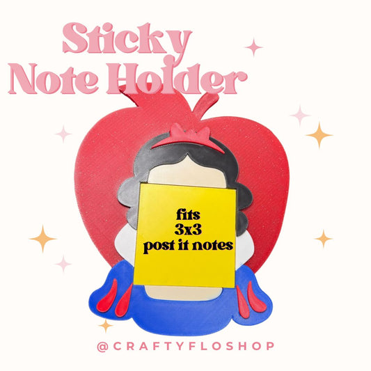 Apple Princess Sticky Note Holder | 3D Print | 3D Printed Fits 3x3 Post It Notes Unique Design for Fun & Productivity