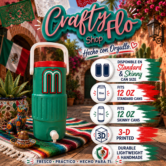 Mexico 12oz Can Holder with Handle – 3D Printed – PR Tumbler Style Can Holder Energy drink Holder