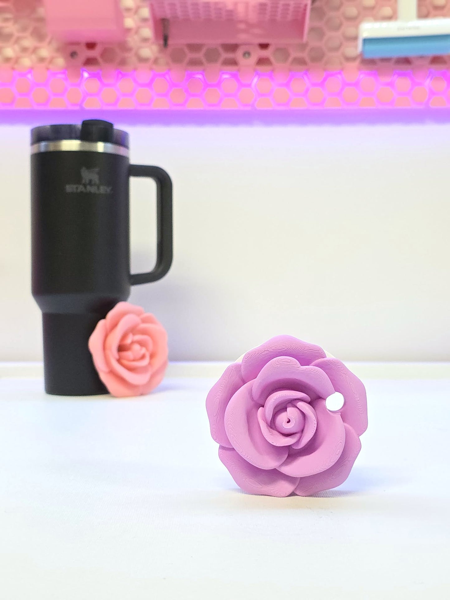 3d printed Rose tumbler topper for 30oz or 40oz Stanley Cup