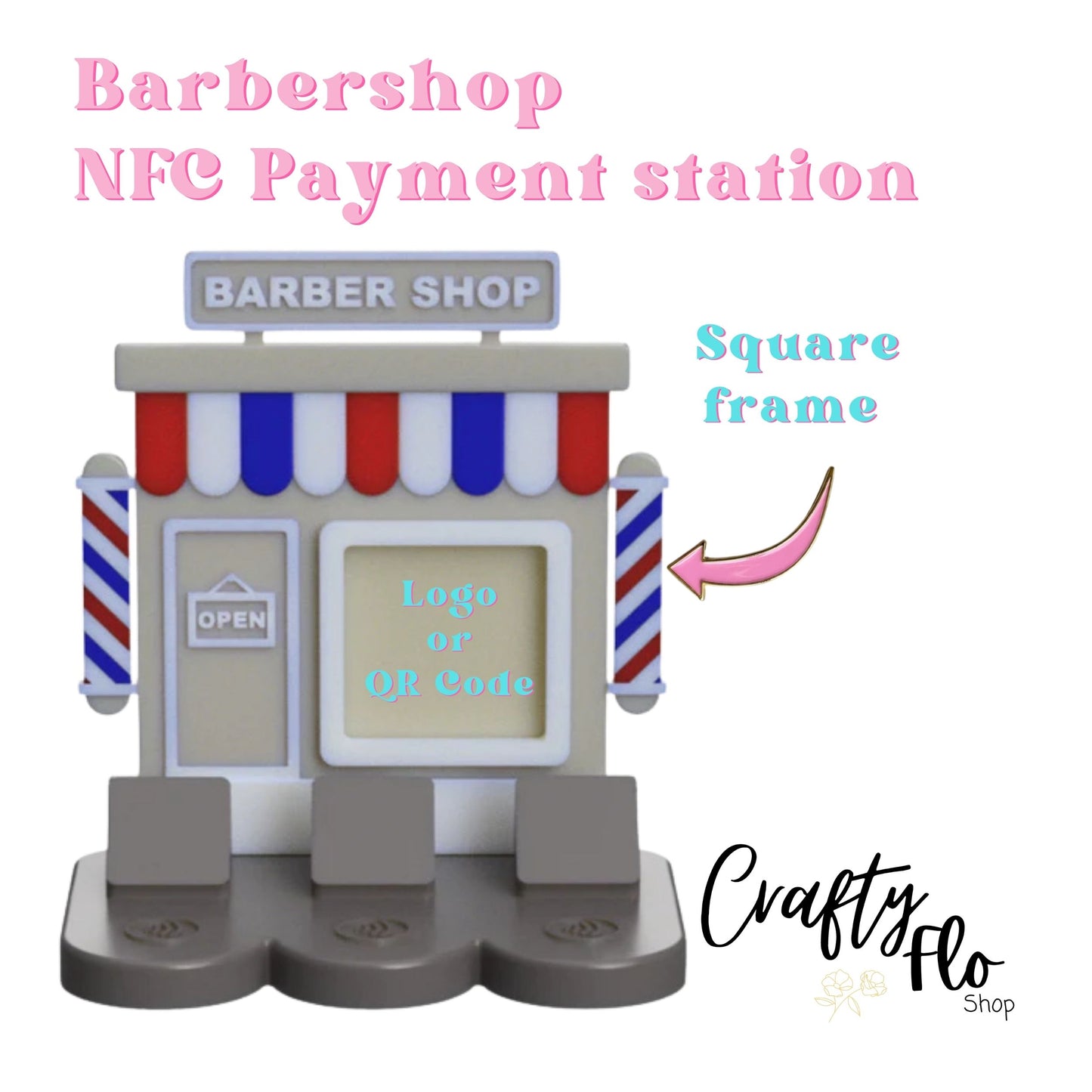 Barber Shop NFC Smart Tap Payment Station – Tap to Pay Sign | Contactless Checkout Display | Smart Tap | NFC | Custom QR Code Stand