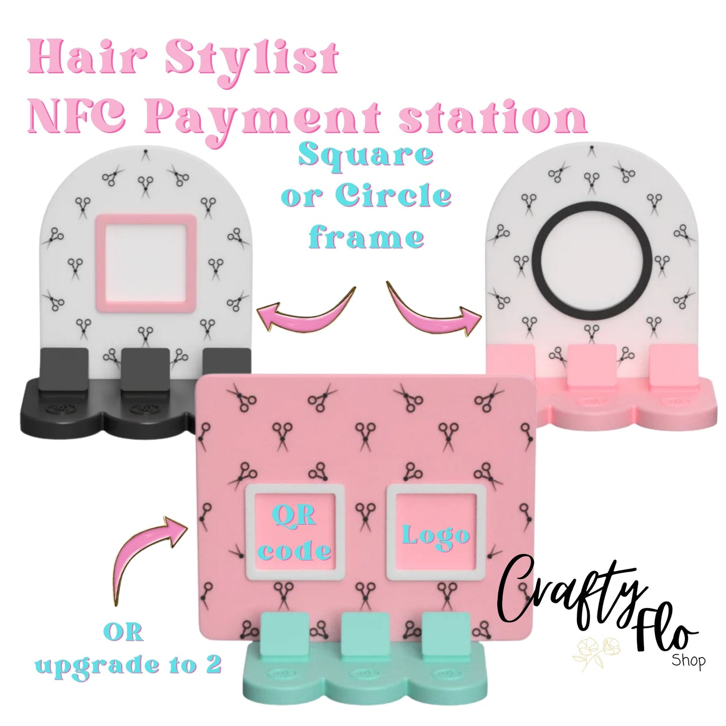 Hair Stylist NFC Smart Tap Payment Station – Tap to Pay Sign | Contactless Checkout Display | Smart Tap | NFC | Custom QR Code Stand