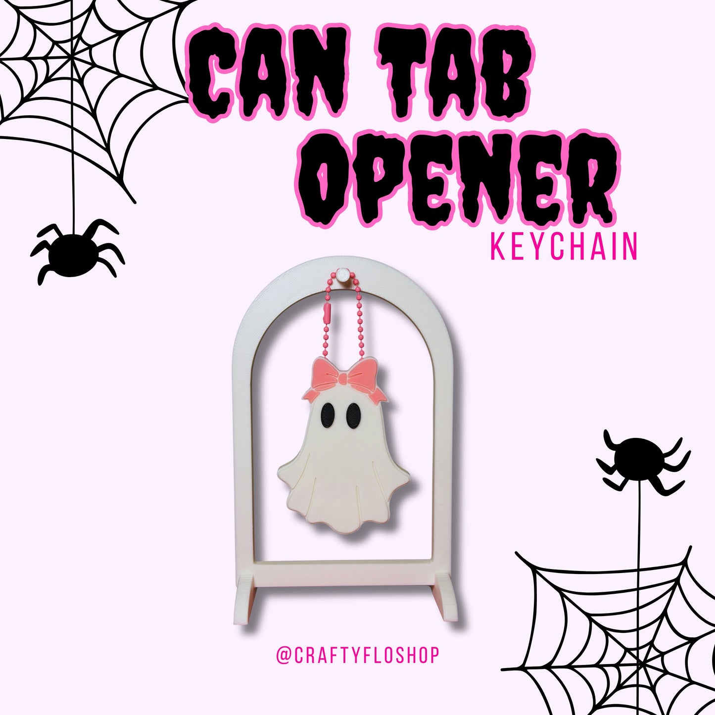 Coquette Ghost Inspired Soda can keychain, easy can tab opener, save your nails, keychains, arthritis friendly, cute can tab opener