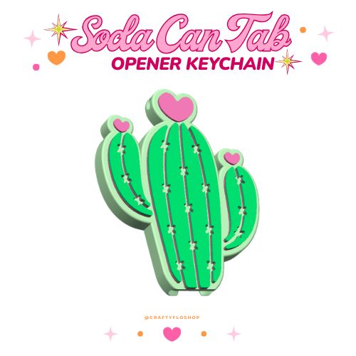 Heart Cactus Soda can keychain, easy can tab opener, save your nails, keychains, arthritis friendly, cute can tab opener