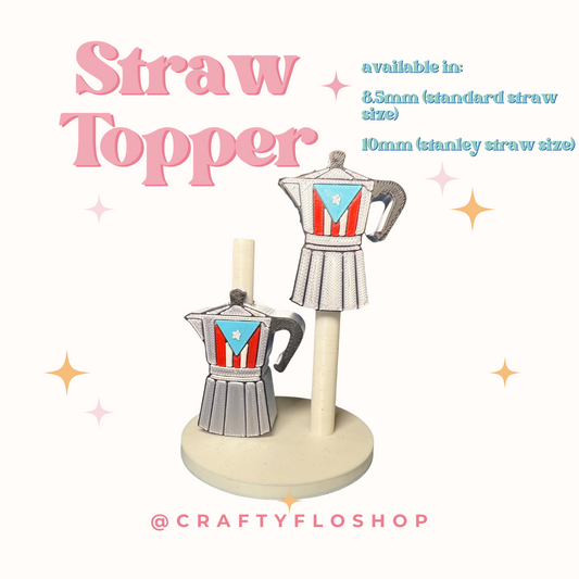 Greca Borincana Straw Topper| Puerto Rico Inspired 3D Printed Straw Toppers Drinkware Accessories Customized Stylish