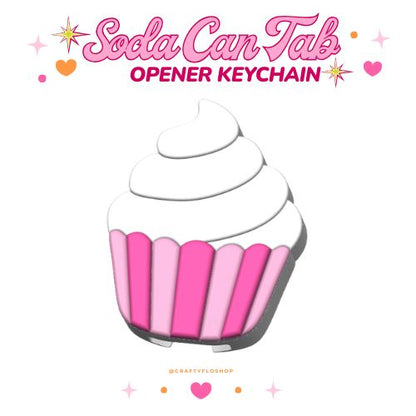 Cupcake Soda can keychain, easy can tab opener, save your nails, keychains, arthritis friendly, cute can tab opener