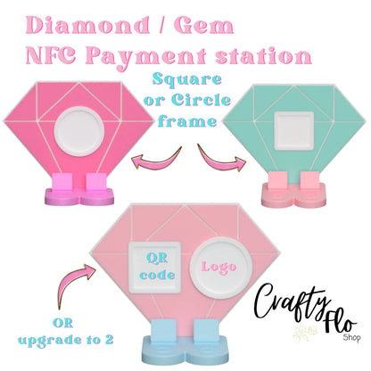 Diamond NFC Smart Tap Payment Station – Tap to Pay Sign | Contactless Checkout Display | Smart Tap | NFC | Custom QR Code Stand