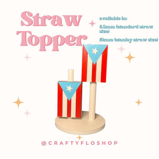 La Bandera Straw Topper| Puerto Rico Inspired 3D Printed Straw Toppers Drinkware Accessories Customized Stylish