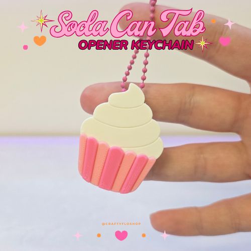 Cupcake Soda can keychain, easy can tab opener, save your nails, keychains, arthritis friendly, cute can tab opener