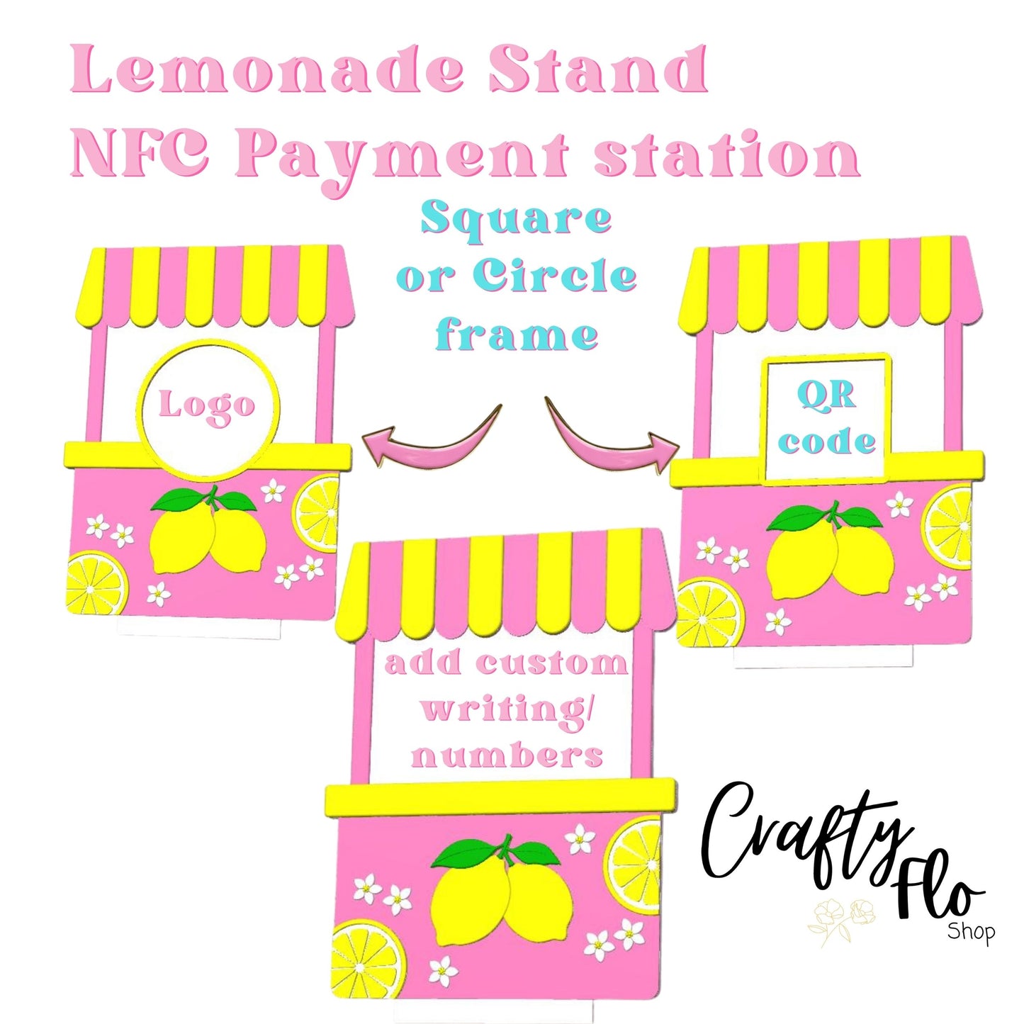 Lemonade Stand NFC Smart Tap Payment Station – Tap to Pay Sign | Contactless Checkout Display | Smart Tap | NFC | Custom QR Code Stand