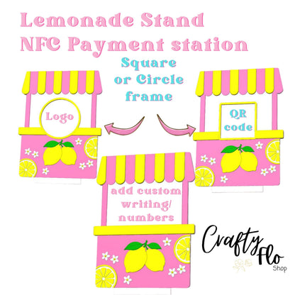 Lemonade Stand NFC Smart Tap Payment Station – Tap to Pay Sign | Contactless Checkout Display | Smart Tap | NFC | Custom QR Code Stand
