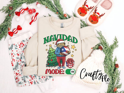 Navidad Boricua Mode Sweatshirt - Unisex Fabric - Ideal for Holiday Fashion - True to Size Fit - Pullover Womenswear Garment