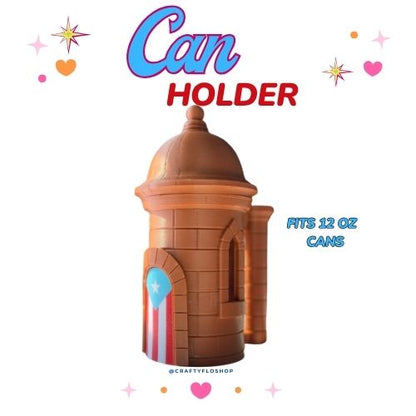 Garita del Morro de Puerto Rico inspired 12oz Can Holder with Handle – 3D Printed – PR Tumbler Style Can Holder Energy drink Holder