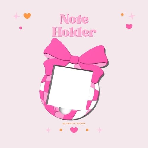 Disco Bow Desk Organizer| Note Holder Custom 3D Printed sticky note Holder Office Study Stationery Desktop Storage