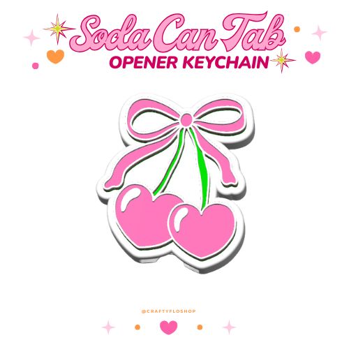 Coquette cherry Bow Soda can keychain, easy can tab opener, save your nails, keychains, arthritis friendly, cute can tab opener