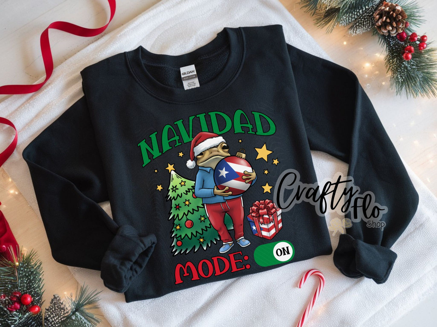 Navidad Boricua Mode Sweatshirt - Unisex Fabric - Ideal for Holiday Fashion - True to Size Fit - Pullover Womenswear Garment