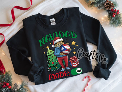 Navidad Boricua Mode Sweatshirt - Unisex Fabric - Ideal for Holiday Fashion - True to Size Fit - Pullover Womenswear Garment