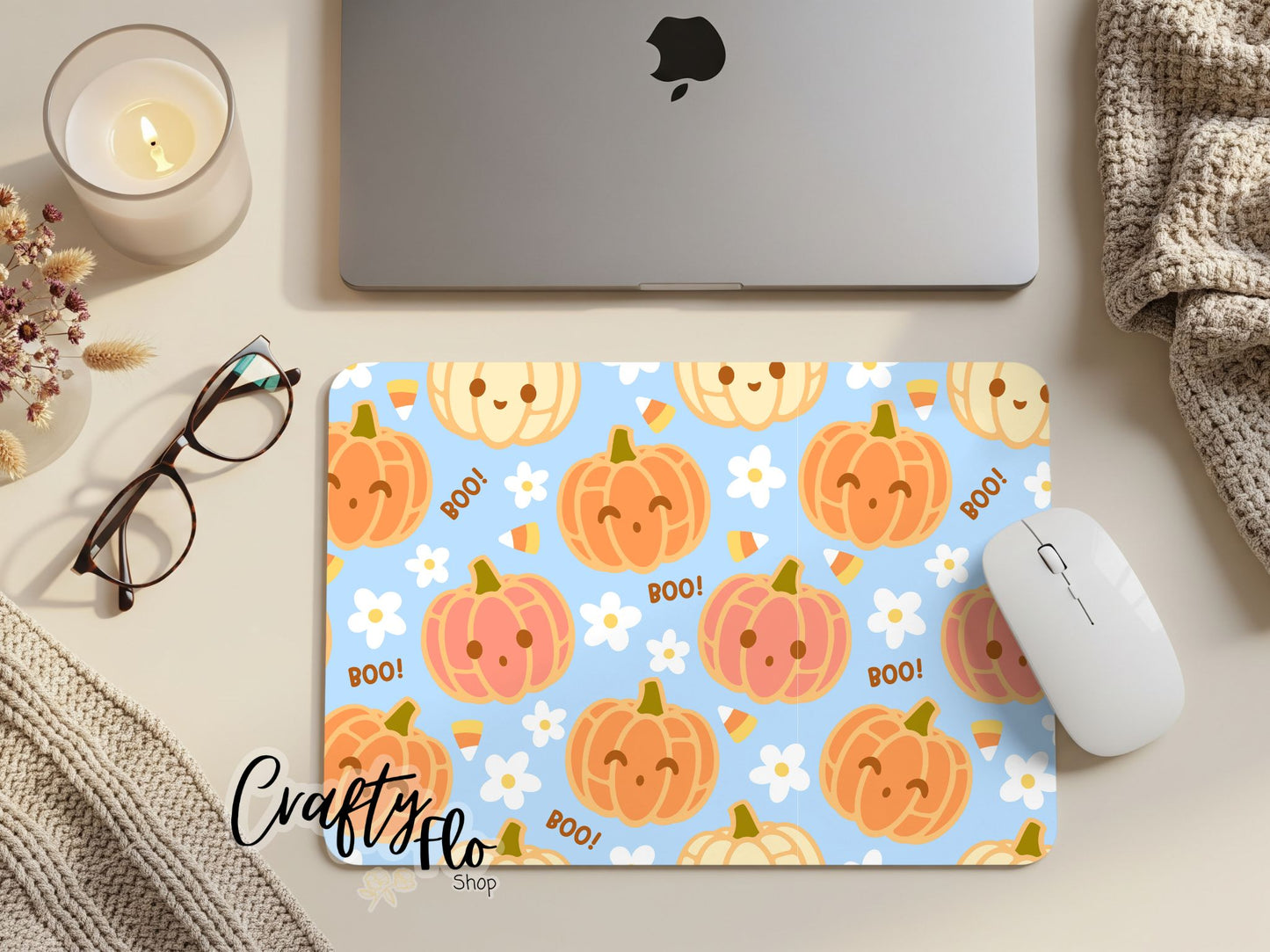 Cute Pumpkins Halloween inspired Mouse Pad| anime office essentials| cute Mouse pad