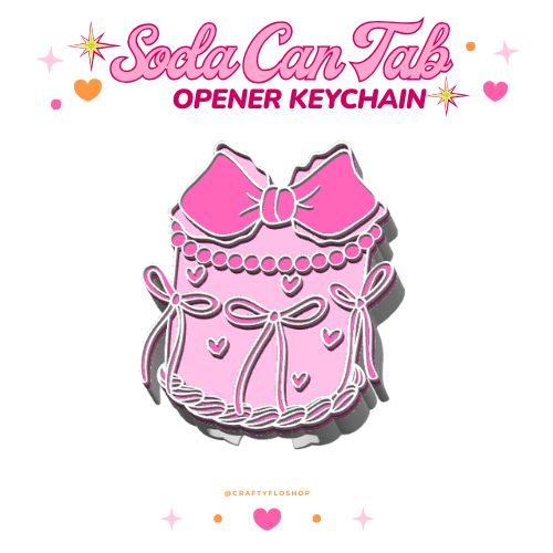 Coquette cake Soda can keychain, easy can tab opener, save your nails, keychains, arthritis friendly, cute can tab opener