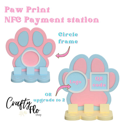 Paw Print NFC Smart Tap Payment Station – Tap to Pay Sign | Contactless Checkout Display | Smart Tap | NFC | Custom QR Code Stand