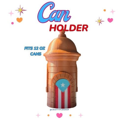 Garita del Morro de Puerto Rico inspired 12oz Can Holder with Handle – 3D Printed – PR Tumbler Style Can Holder Energy drink Holder