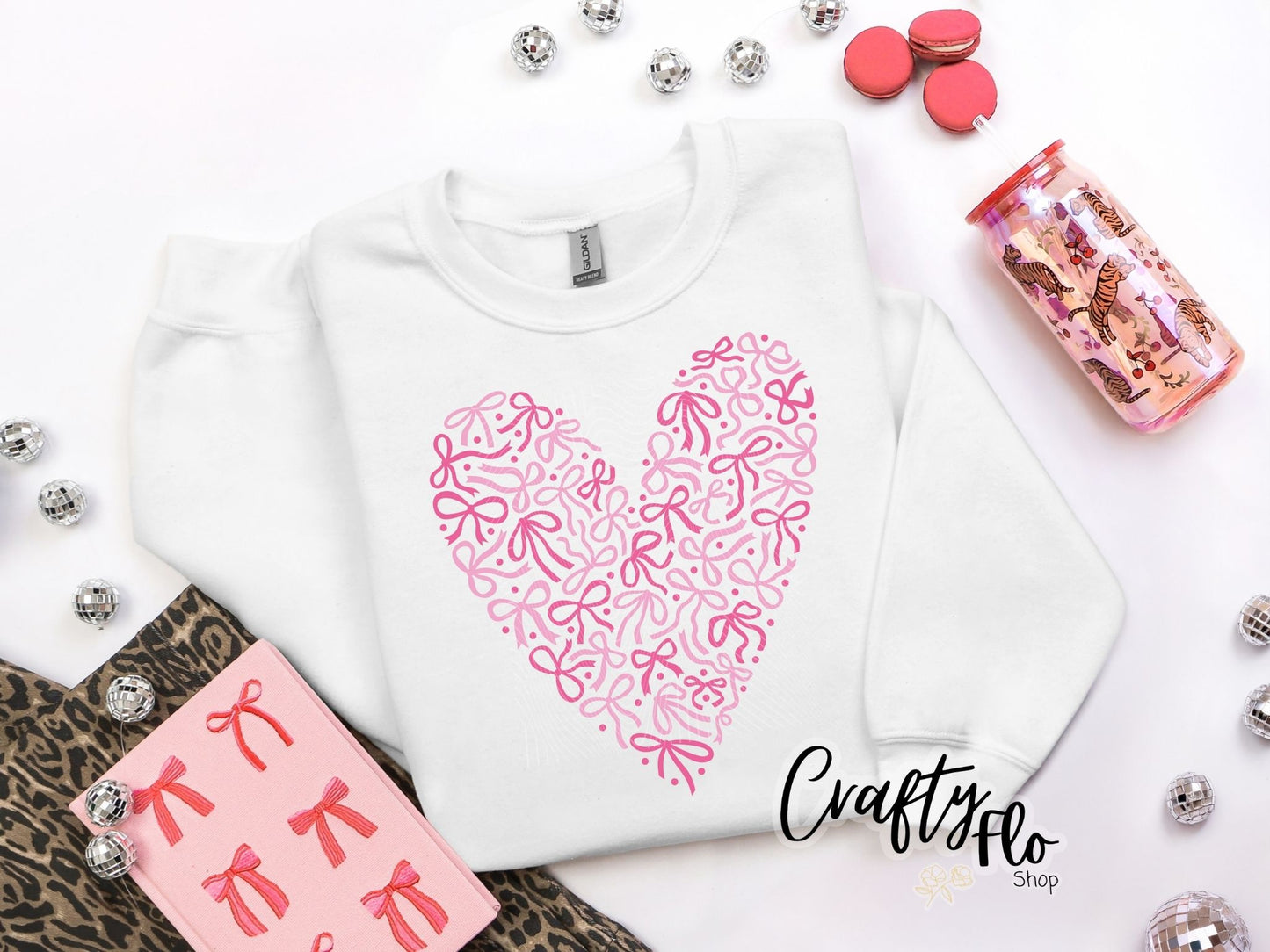 Coquette bow heart Graphic Sweatshirt or Tshirt- apparel | Unisex Fabric, Comfortable Fit, Valentines - Pullover