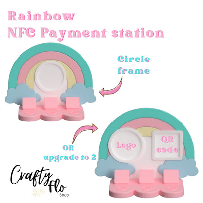 Rainbow NFC Smart Tap Payment Station – Tap to Pay Sign | Contactless Checkout Display | Smart Tap | NFC | Custom QR Code Stand