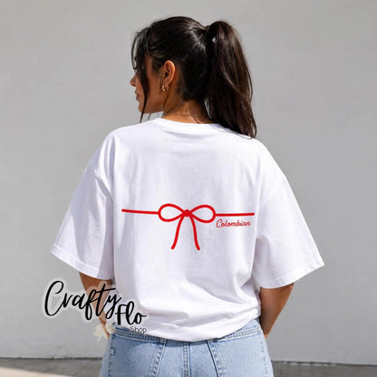 Colombian flag Bikini top tee, Graphic T-Shirt Latin Tee, Reggaeton Fan Gift, Streetwear for Reggaeton Lovers, Latina streetwear
