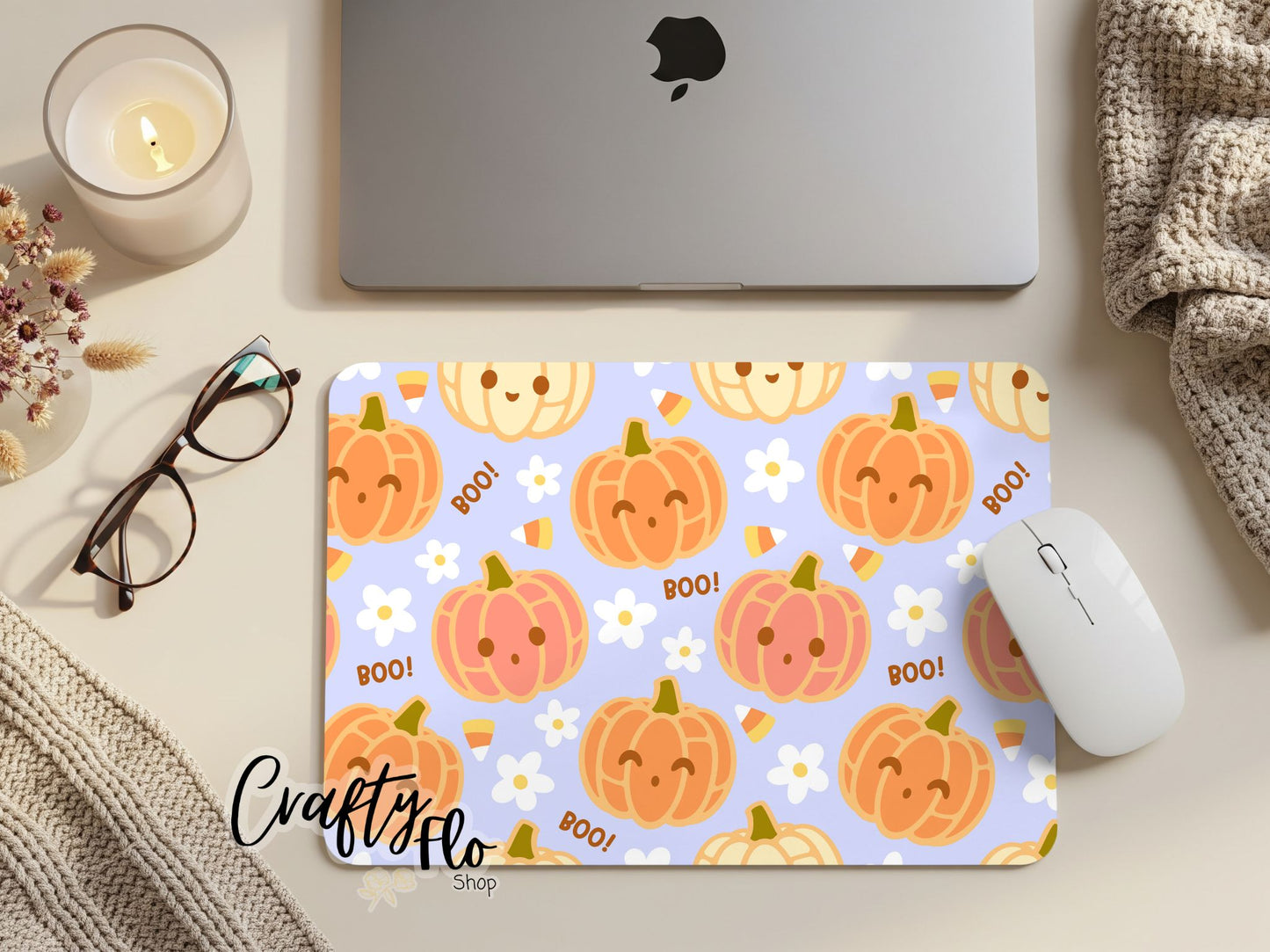 Cute Pumpkins Halloween inspired Mouse Pad| anime office essentials| cute Mouse pad