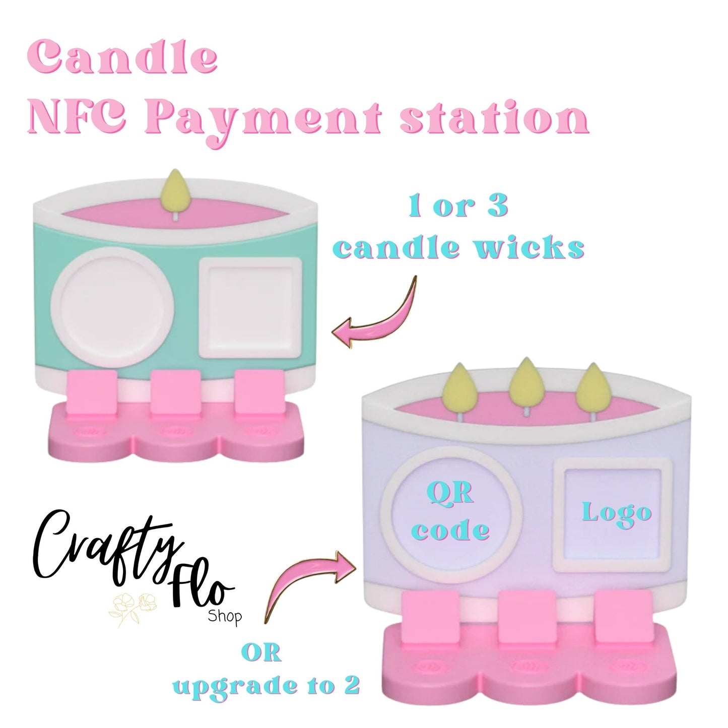 Candle NFC Smart Tap Payment Station – Tap to Pay Sign | Contactless Checkout Display | Smart Tap | NFC | Custom QR Code Stand
