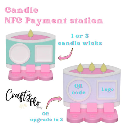 Candle NFC Smart Tap Payment Station – Tap to Pay Sign | Contactless Checkout Display | Smart Tap | NFC | Custom QR Code Stand