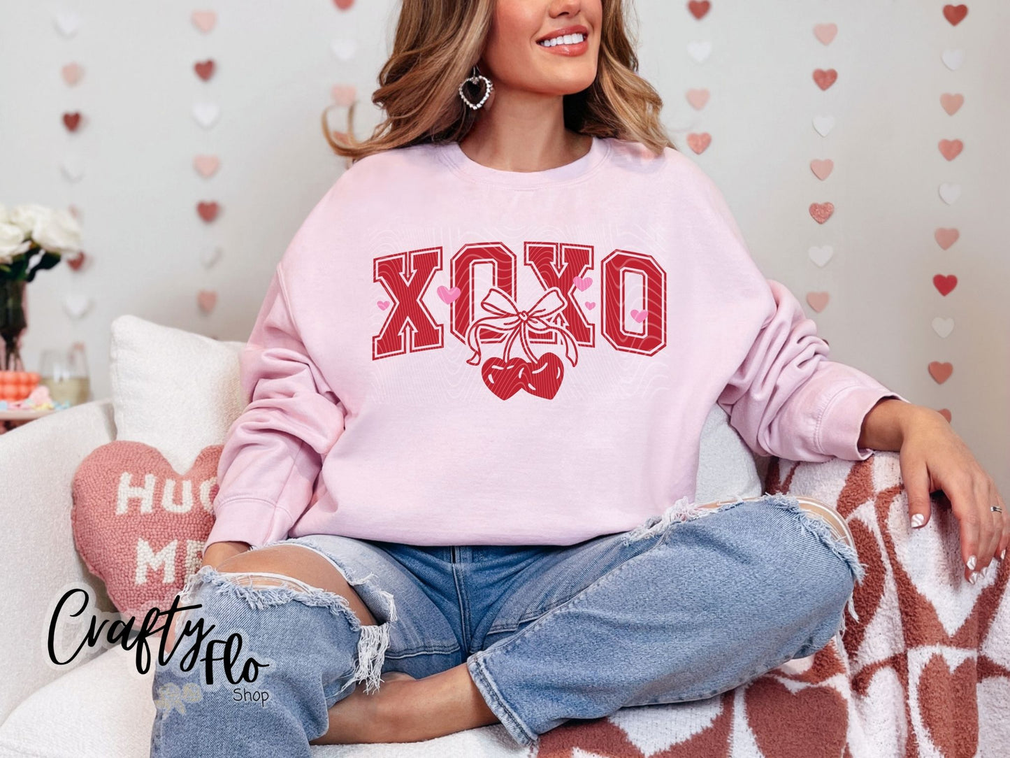 XO's cherry Graphic Sweatshirt or Tshirt- apparel | Unisex Fabric, Comfortable Fit, Valentines - Pullover