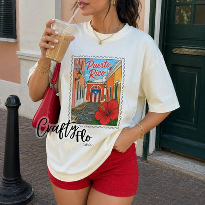 Puerto Rico Love letter stamp Graphic T-Shirt Latin Music Tee, Reggaeton Fan Gift, Puerto Rico Shirt, Boricua Pride