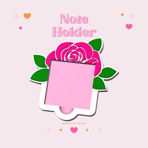 Rose inspired Desk Organizer| Note Holder Custom 3D Printed sticky note Holder Office Study Stationery Desktop Storage