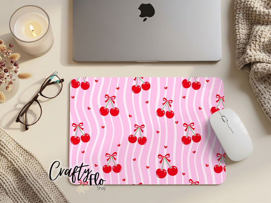 Coquette cherries Valentines inspired Mouse Pad| anime office essentials| cute Mouse pad