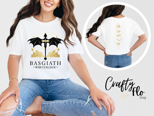 Dragon Books Basgiath war college Inspired Graphic T-Shirt - Unisex Fabric Tee with Unique Design for Fans of the Fantasy Genre - Top, Fourth Wing inspired merch