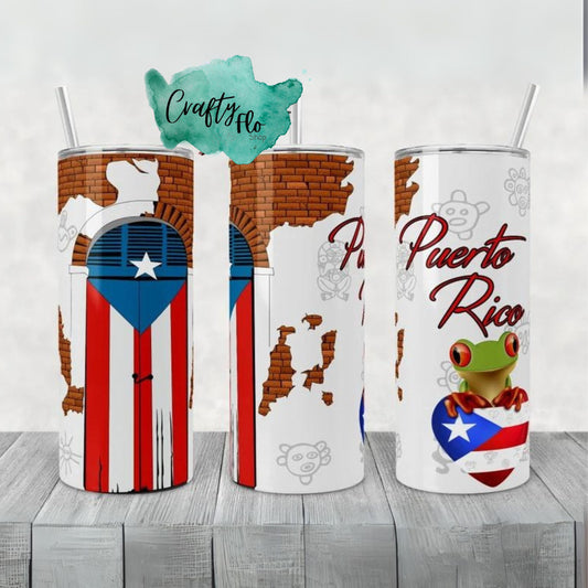Puerto Rico Old San Juan Door| skinny 20 oz stainless steel tumbler with straw