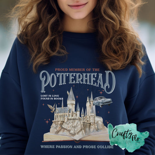 Potterhead wizarding inspired Sweatshirt with front and sleeve designs | friend gift