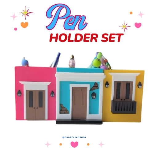 Casitas de San Juan en Puerto Rico Inspired Desk Organizer| Pen and Pencil Holder Custom 3D Printed Brush Holder Office Study Stationery Desktop Storage Marker Organizer
