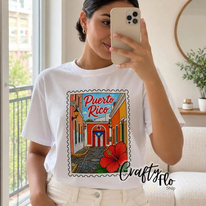 Puerto Rico Love letter stamp Graphic T-Shirt Latin Music Tee, Reggaeton Fan Gift, Puerto Rico Shirt, Boricua Pride