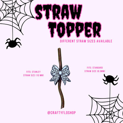 Checkered Bow Straw Topper| Halloween Inspired 3D Printed Straw Toppers Drinkware Accessories Customized Stylish