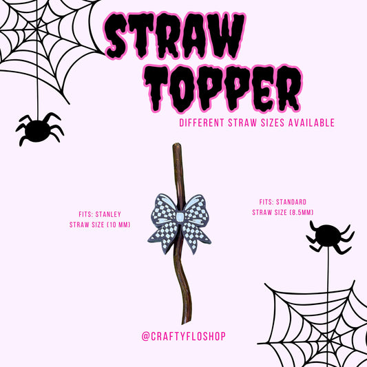 Checkered Bow Straw Topper| Halloween Inspired 3D Printed Straw Toppers Drinkware Accessories Customized Stylish