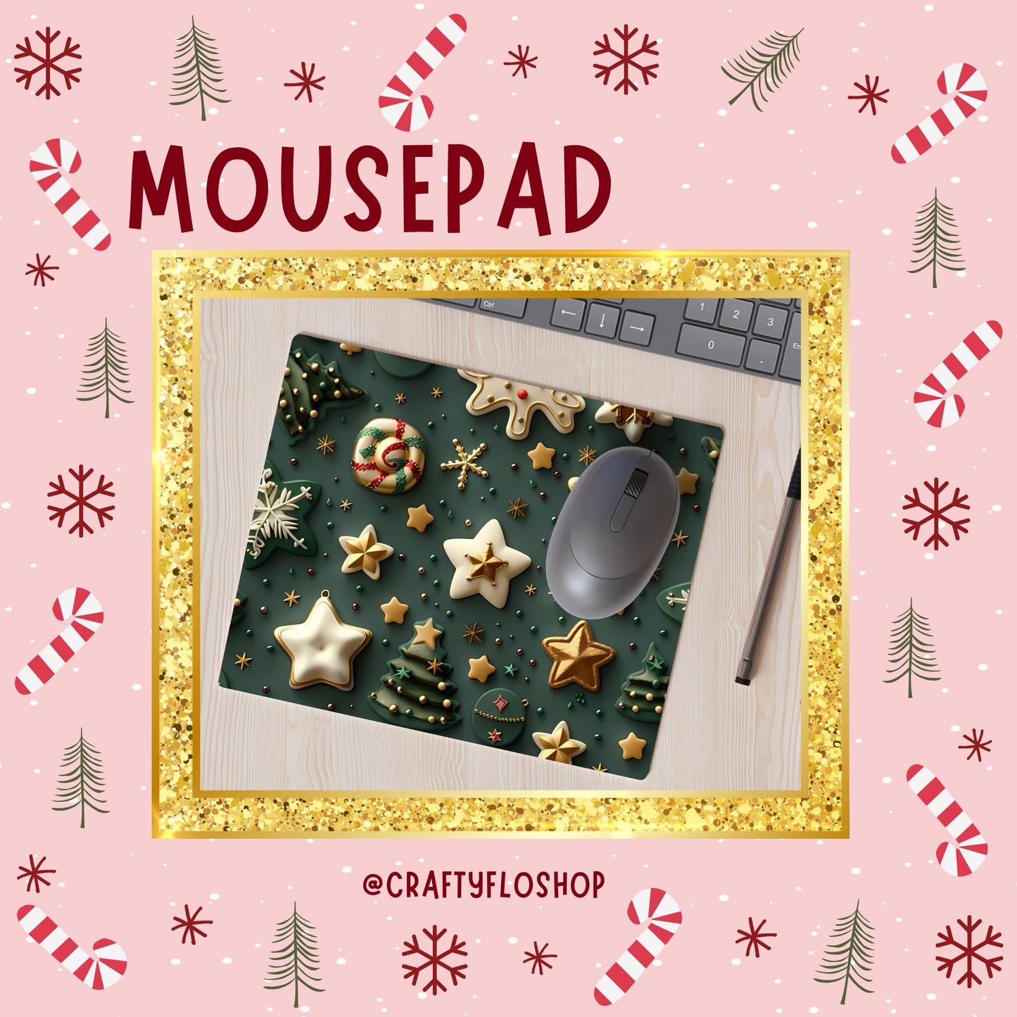 Christmas cookies inspired Mouse Pad| anime office essentials| cute Mouse pad
